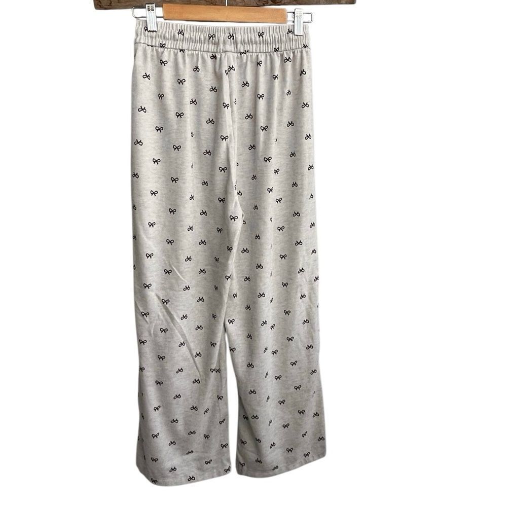 🌴 Bow Print Lounge Pants Women’s XL Soft Stretch Pajama Pants Cream Neutral - Picture 7 of 15
